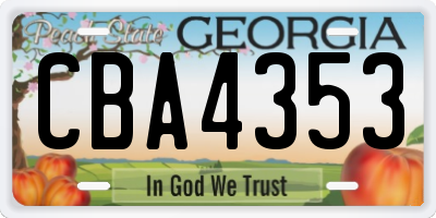 GA license plate CBA4353