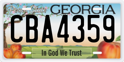 GA license plate CBA4359