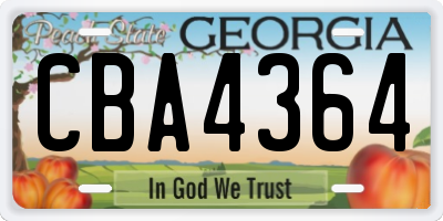 GA license plate CBA4364