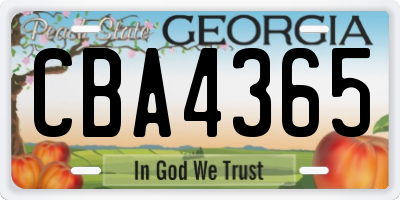 GA license plate CBA4365