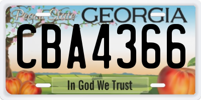 GA license plate CBA4366