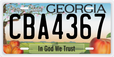GA license plate CBA4367
