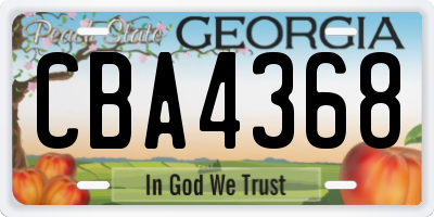 GA license plate CBA4368