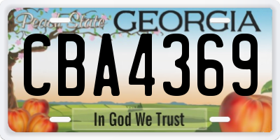 GA license plate CBA4369