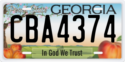 GA license plate CBA4374