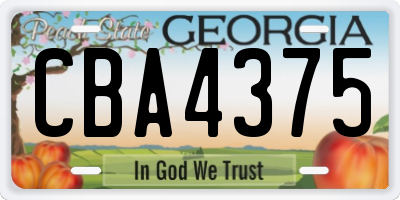 GA license plate CBA4375