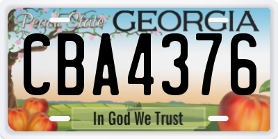 GA license plate CBA4376