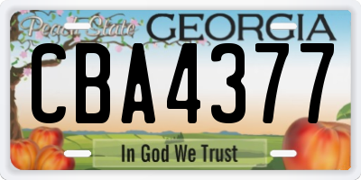 GA license plate CBA4377