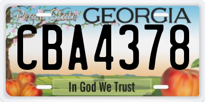 GA license plate CBA4378