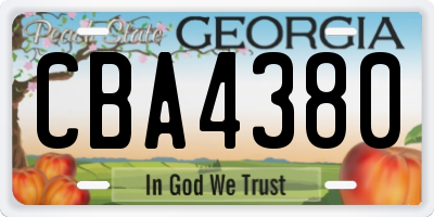 GA license plate CBA4380