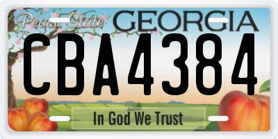 GA license plate CBA4384