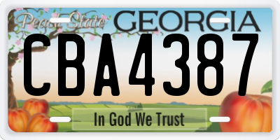 GA license plate CBA4387