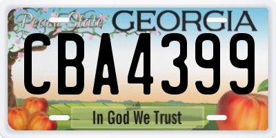 GA license plate CBA4399