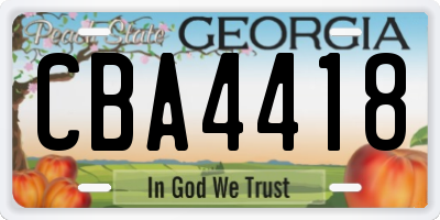 GA license plate CBA4418