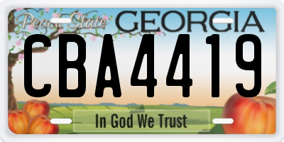 GA license plate CBA4419
