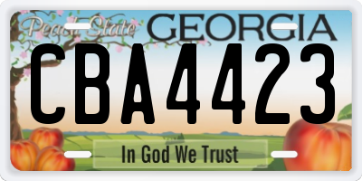GA license plate CBA4423