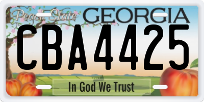 GA license plate CBA4425