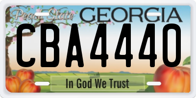 GA license plate CBA4440