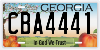 GA license plate CBA4441