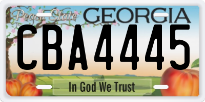 GA license plate CBA4445