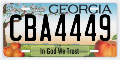 GA license plate CBA4449