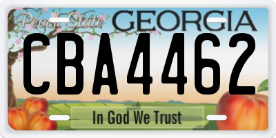 GA license plate CBA4462