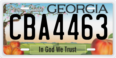 GA license plate CBA4463