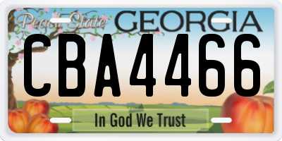 GA license plate CBA4466