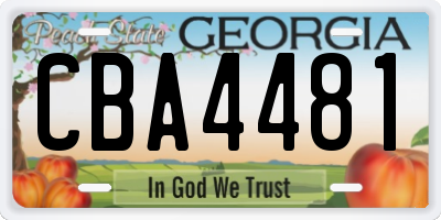 GA license plate CBA4481