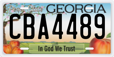 GA license plate CBA4489