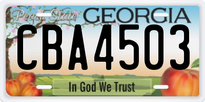GA license plate CBA4503