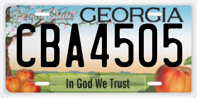 GA license plate CBA4505