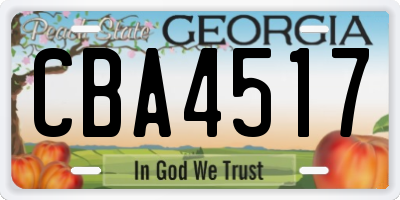 GA license plate CBA4517
