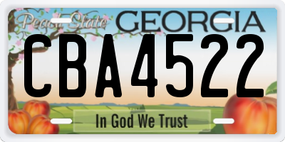GA license plate CBA4522