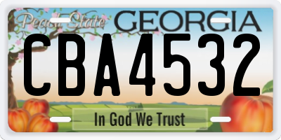 GA license plate CBA4532