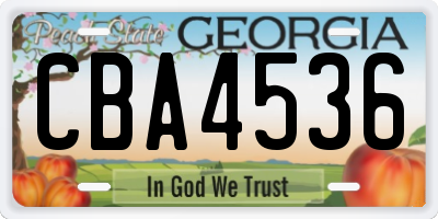 GA license plate CBA4536