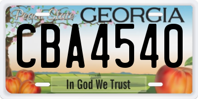 GA license plate CBA4540