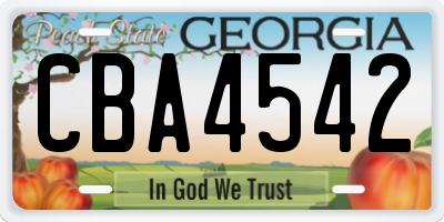 GA license plate CBA4542
