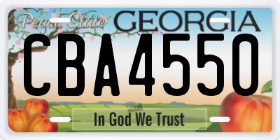 GA license plate CBA4550