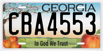 GA license plate CBA4553