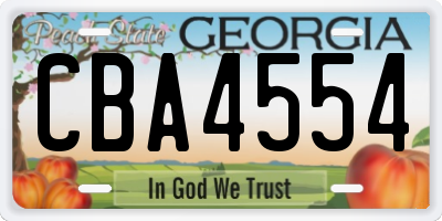 GA license plate CBA4554
