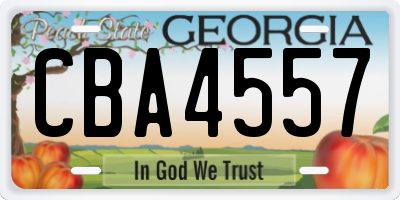 GA license plate CBA4557
