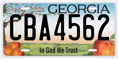 GA license plate CBA4562