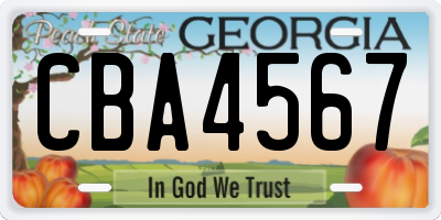 GA license plate CBA4567