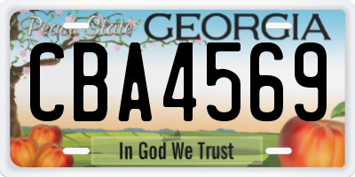 GA license plate CBA4569