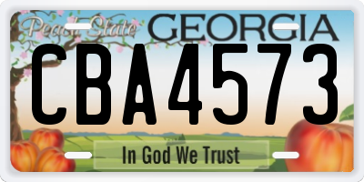 GA license plate CBA4573