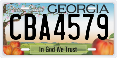 GA license plate CBA4579