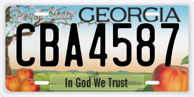 GA license plate CBA4587