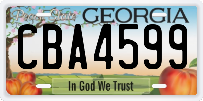 GA license plate CBA4599