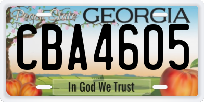 GA license plate CBA4605